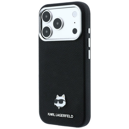 Coque MagSafe pour Apple iPhone 18 Pro / 17 Pro, Karl Lagerfeld, Tête Choupette Grainée, Noire