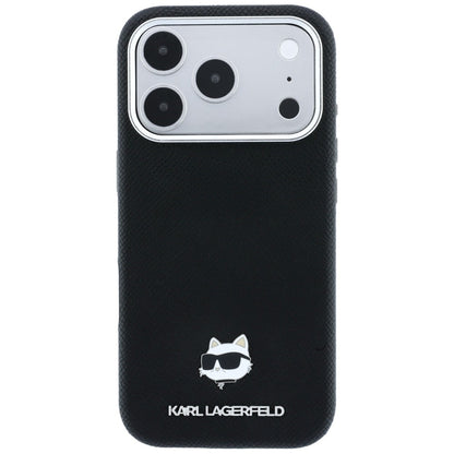 Coque MagSafe pour Apple iPhone 18 Pro / 17 Pro, Karl Lagerfeld, Tête Choupette Grainée, Noire