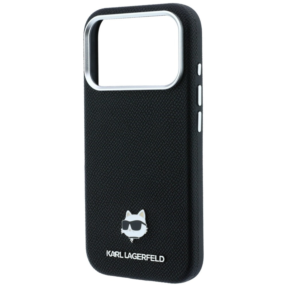 Coque MagSafe pour Apple iPhone 18 Pro / 17 Pro, Karl Lagerfeld, Tête Choupette Grainée, Noire