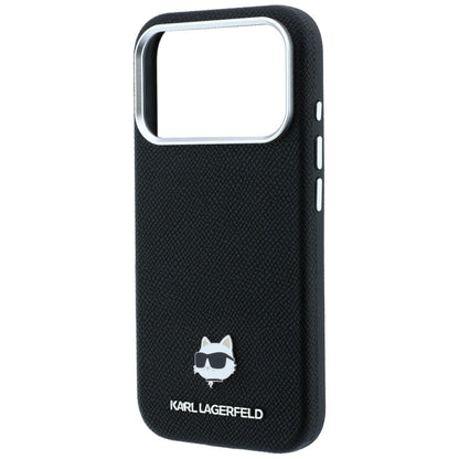 Coque MagSafe pour Apple iPhone 18 Pro / 17 Pro, Karl Lagerfeld, Tête Choupette Grainée, Noire