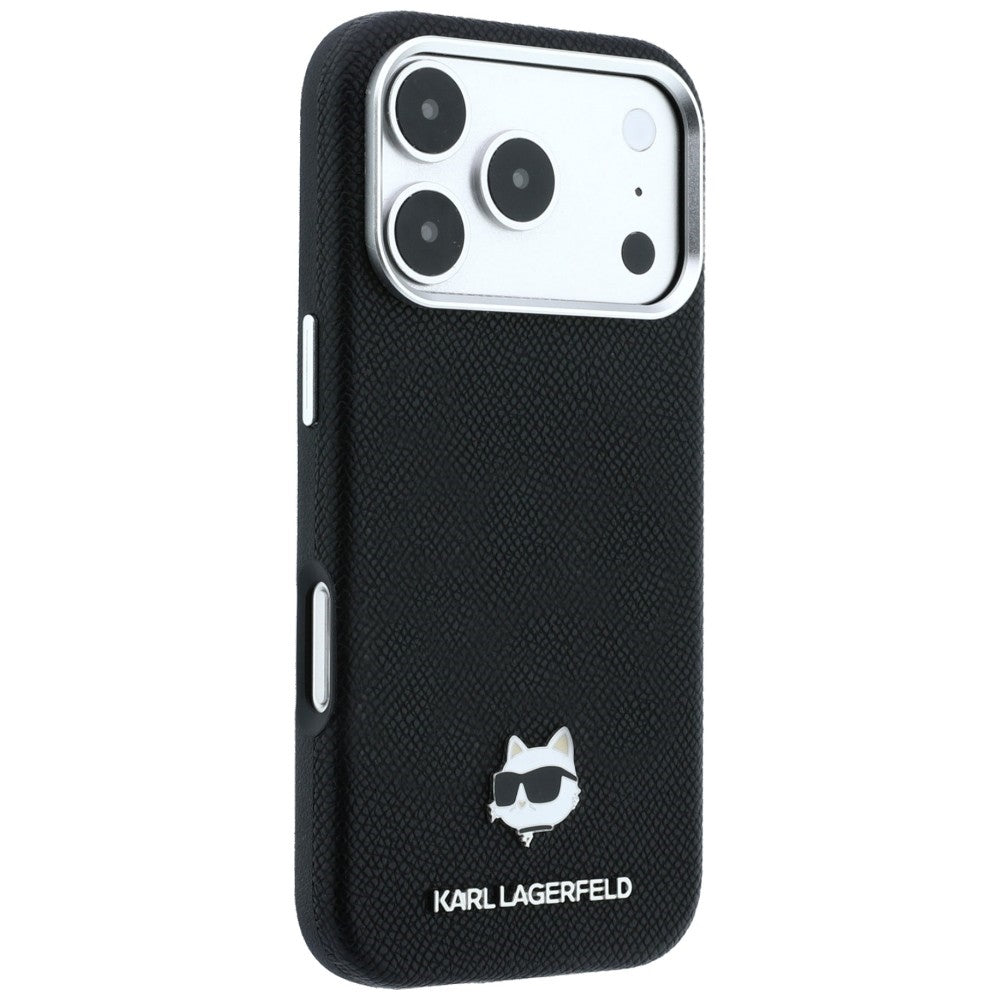 Coque MagSafe pour Apple iPhone 18 Pro / 17 Pro, Karl Lagerfeld, Tête Choupette Grainée, Noire
