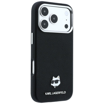 Coque MagSafe pour Apple iPhone 18 Pro / 17 Pro, Karl Lagerfeld, Tête Choupette Grainée, Noire