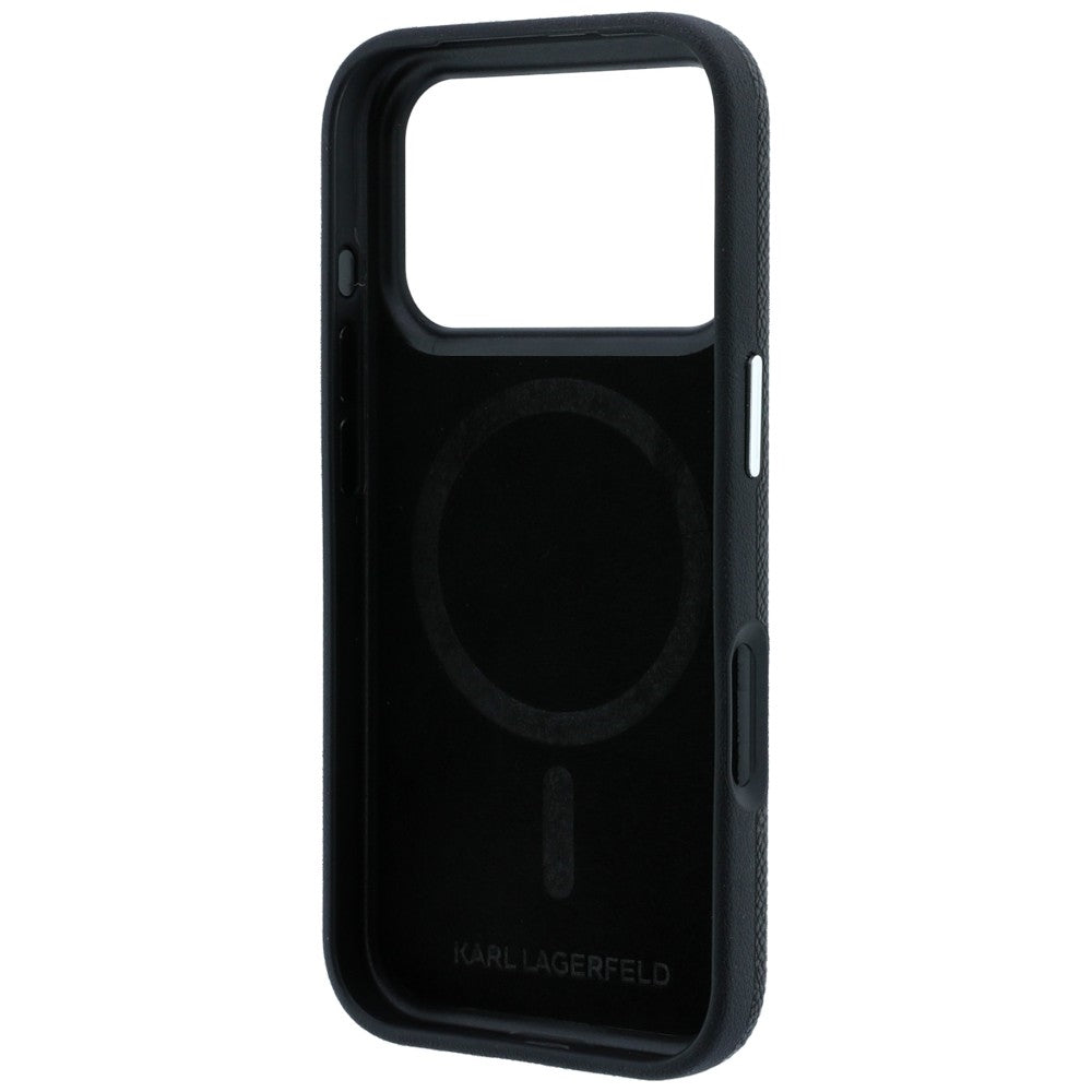 Coque MagSafe pour Apple iPhone 18 Pro / 17 Pro, Karl Lagerfeld, Tête Choupette Grainée, Noire