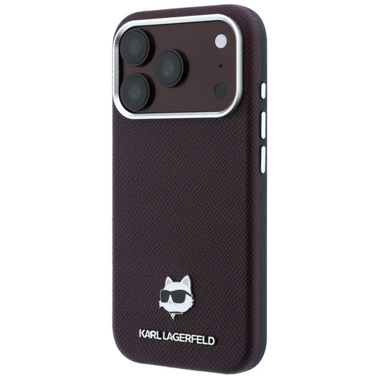 Coque MagSafe pour Apple iPhone 18 Pro / 17 Pro, Karl Lagerfeld, Tête Choupette Grainée, Bordeaux