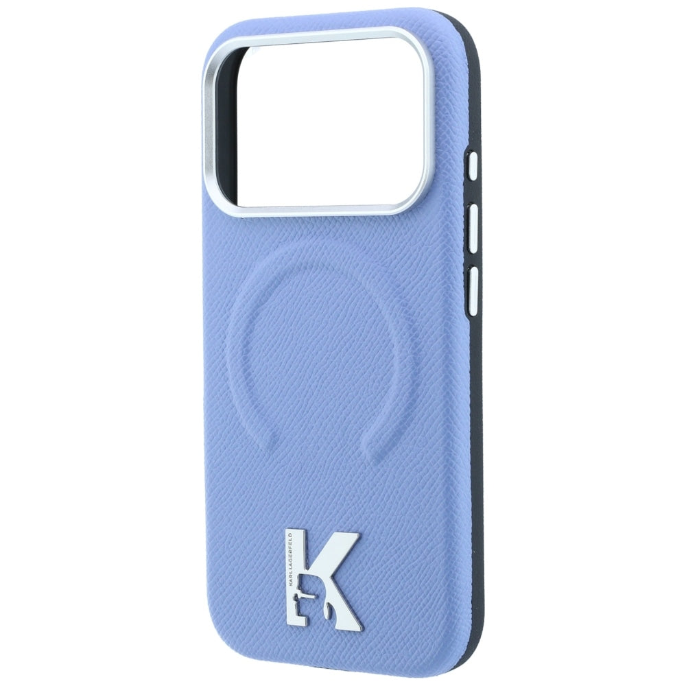 Coque MagSafe pour Apple iPhone 18 Pro / 17 Pro, Karl Lagerfeld, Grained Embossed Ring, bleu