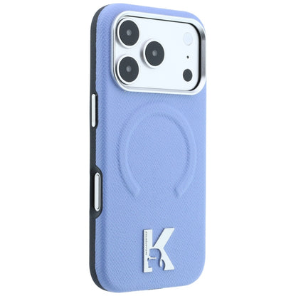 Coque MagSafe pour Apple iPhone 18 Pro / 17 Pro, Karl Lagerfeld, Grained Embossed Ring, bleu