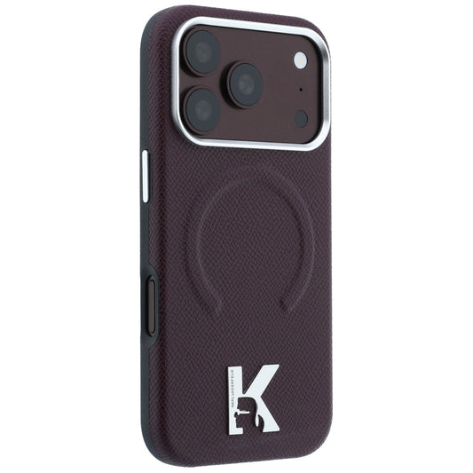Coque MagSafe pour Apple iPhone 18 Pro / 17 Pro, Karl Lagerfeld, Anneau Gaufré Grainé, Bordeaux