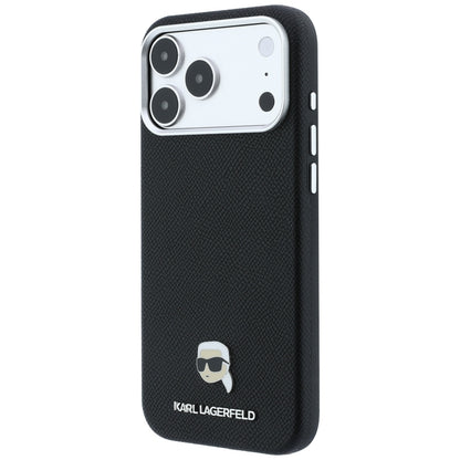 MagSafe Case for Apple iPhone 18 Pro / 17 Pro, Karl Lagerfeld, Grained Karl Head's Metal, Black