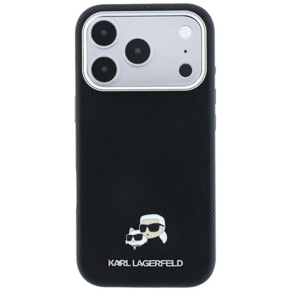 Coque MagSafe pour Apple iPhone 18 Pro / 17 Pro, Karl Lagerfeld, Grained KC Heads, Noire