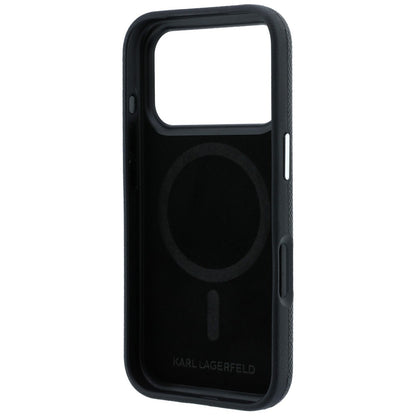 Coque MagSafe pour Apple iPhone 18 Pro / 17 Pro, Karl Lagerfeld, Grained KC Heads, Noire