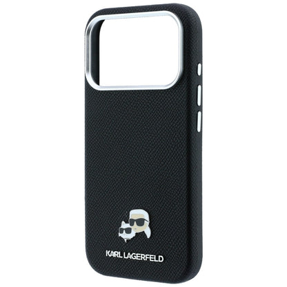 Coque MagSafe pour Apple iPhone 18 Pro / 17 Pro, Karl Lagerfeld, Grained KC Heads, Noire