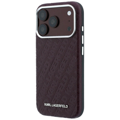 Coque MagSafe pour Apple iPhone 18 Pro / 17 Pro, Karl Lagerfeld, Logo Métal Grainé, Bordeaux