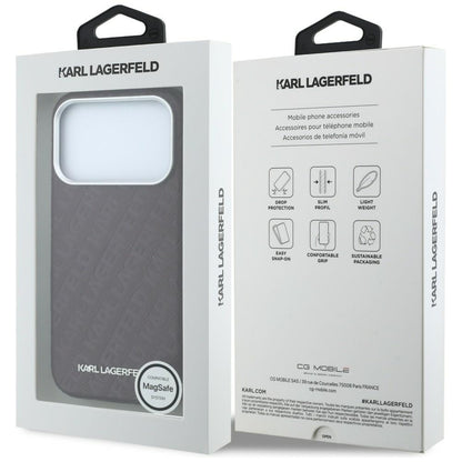 Coque MagSafe pour Apple iPhone 18 Pro / 17 Pro, Karl Lagerfeld, Logo Métal Grainé, Bordeaux