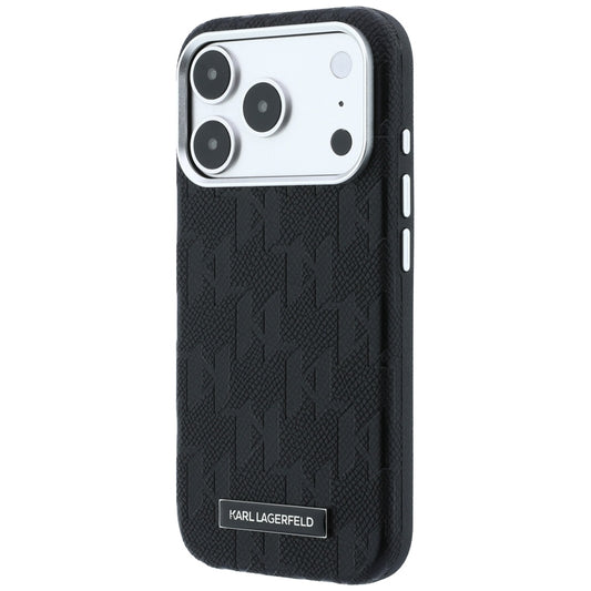 Coque MagSafe pour Apple iPhone 18 Pro / 17 Pro, Karl Lagerfeld, Logo en résine mono grainée, Noire