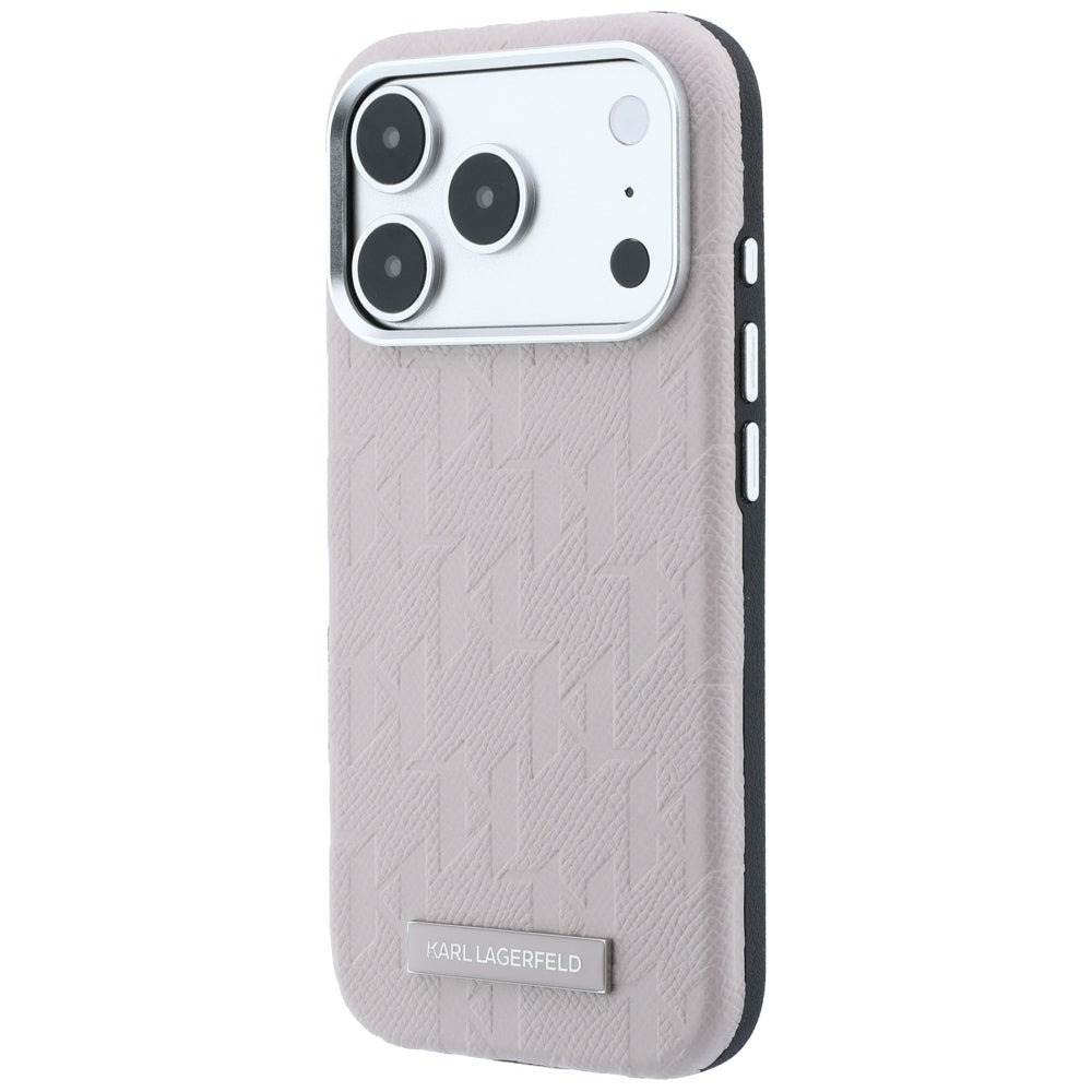 Coque MagSafe pour Apple iPhone 18 Pro / 17 Pro, Karl Lagerfeld, Logo en résine mono grainée, Rose