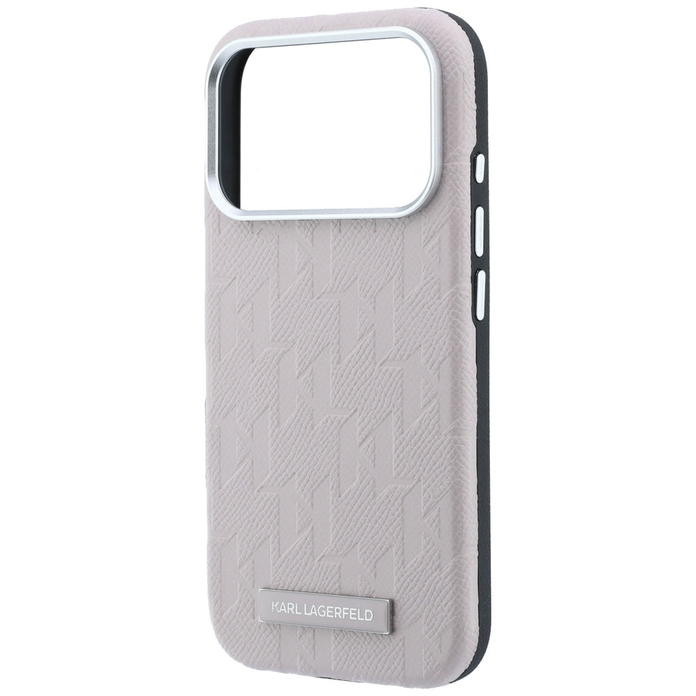 Coque MagSafe pour Apple iPhone 18 Pro / 17 Pro, Karl Lagerfeld, Logo en résine mono grainée, Rose