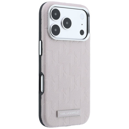 Coque MagSafe pour Apple iPhone 18 Pro / 17 Pro, Karl Lagerfeld, Logo en résine mono grainée, Rose