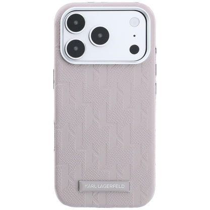 Coque MagSafe pour Apple iPhone 18 Pro / 17 Pro, Karl Lagerfeld, Logo en résine mono grainée, Rose