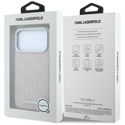 Coque MagSafe pour Apple iPhone 18 Pro / 17 Pro, Karl Lagerfeld, Logo en résine mono grainée, Rose