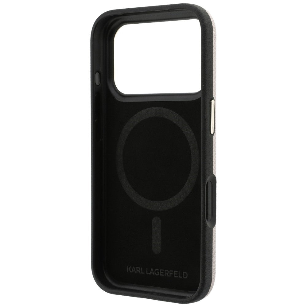 Coque MagSafe pour Apple iPhone 18 Pro / 17 Pro, Karl Lagerfeld, Logo en résine grainée, Rose