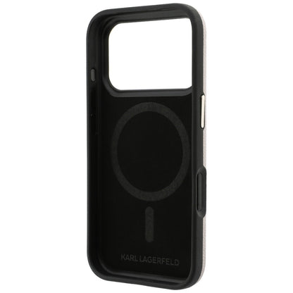 Coque MagSafe pour Apple iPhone 18 Pro / 17 Pro, Karl Lagerfeld, Logo en résine grainée, Rose