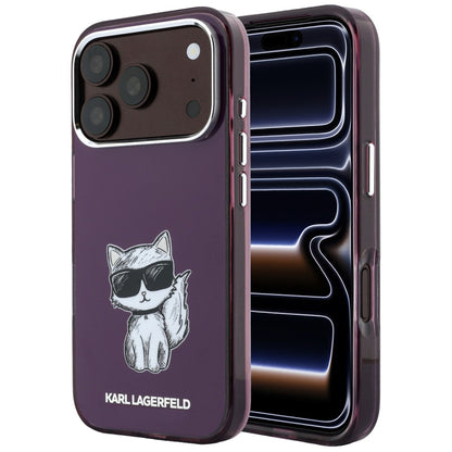 Coque MagSafe pour Apple iPhone 18 Pro / 17 Pro, Karl Lagerfeld, HC IML Choupette Body Sketch Print, Bordeaux
