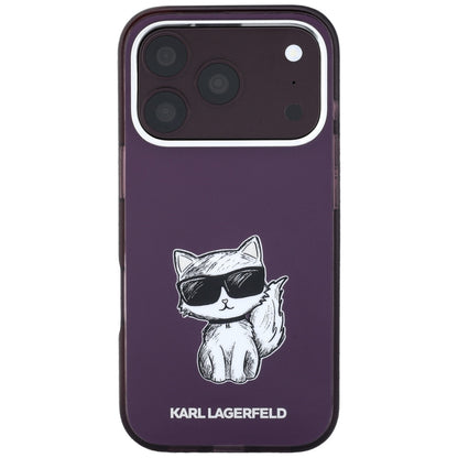 Coque MagSafe pour Apple iPhone 18 Pro / 17 Pro, Karl Lagerfeld, HC IML Choupette Body Sketch Print, Bordeaux