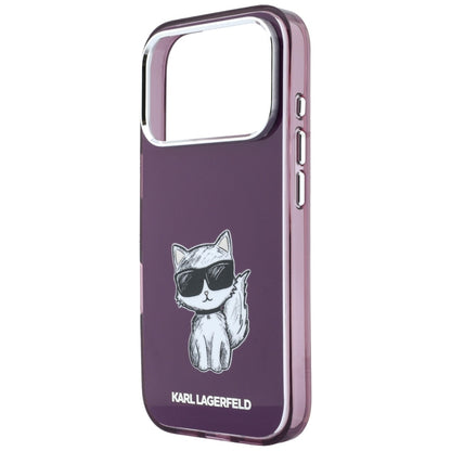 Coque MagSafe pour Apple iPhone 18 Pro / 17 Pro, Karl Lagerfeld, HC IML Choupette Body Sketch Print, Bordeaux
