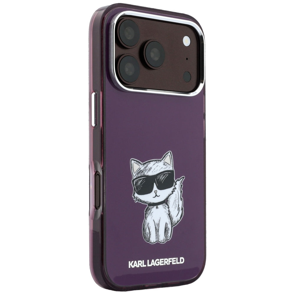 Coque MagSafe pour Apple iPhone 18 Pro / 17 Pro, Karl Lagerfeld, HC IML Choupette Body Sketch Print, Bordeaux
