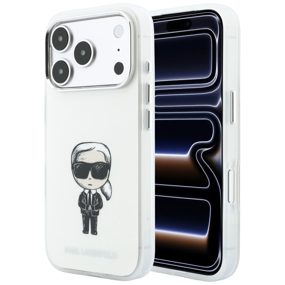 Coque MagSafe pour Apple iPhone 18 Pro / 17 Pro, Karl Lagerfeld, HC IML Ikonik Sketch Print, Beige