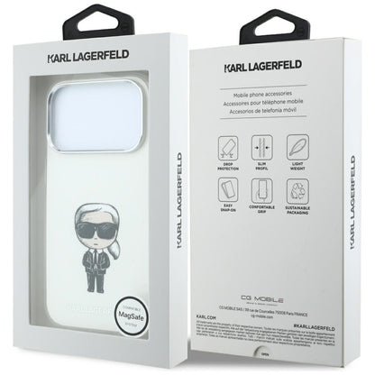 Coque MagSafe pour Apple iPhone 18 Pro / 17 Pro, Karl Lagerfeld, HC IML Ikonik Sketch Print, Beige