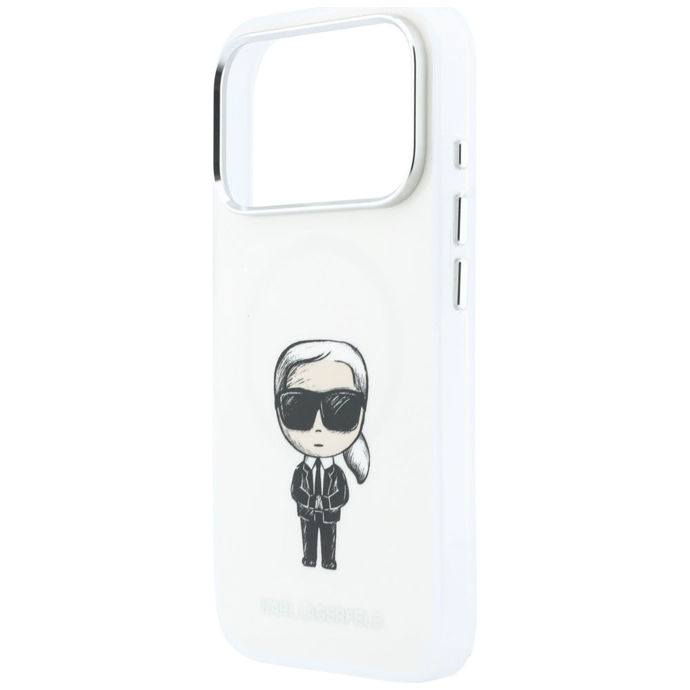 Coque MagSafe pour Apple iPhone 18 Pro / 17 Pro, Karl Lagerfeld, HC IML Ikonik Sketch Print, Beige