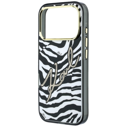 Coque MagSafe pour Apple iPhone 18 Pro / 17 Pro, Karl Lagerfeld, HC IML Signature Zebra Glitter Gold, Noire
