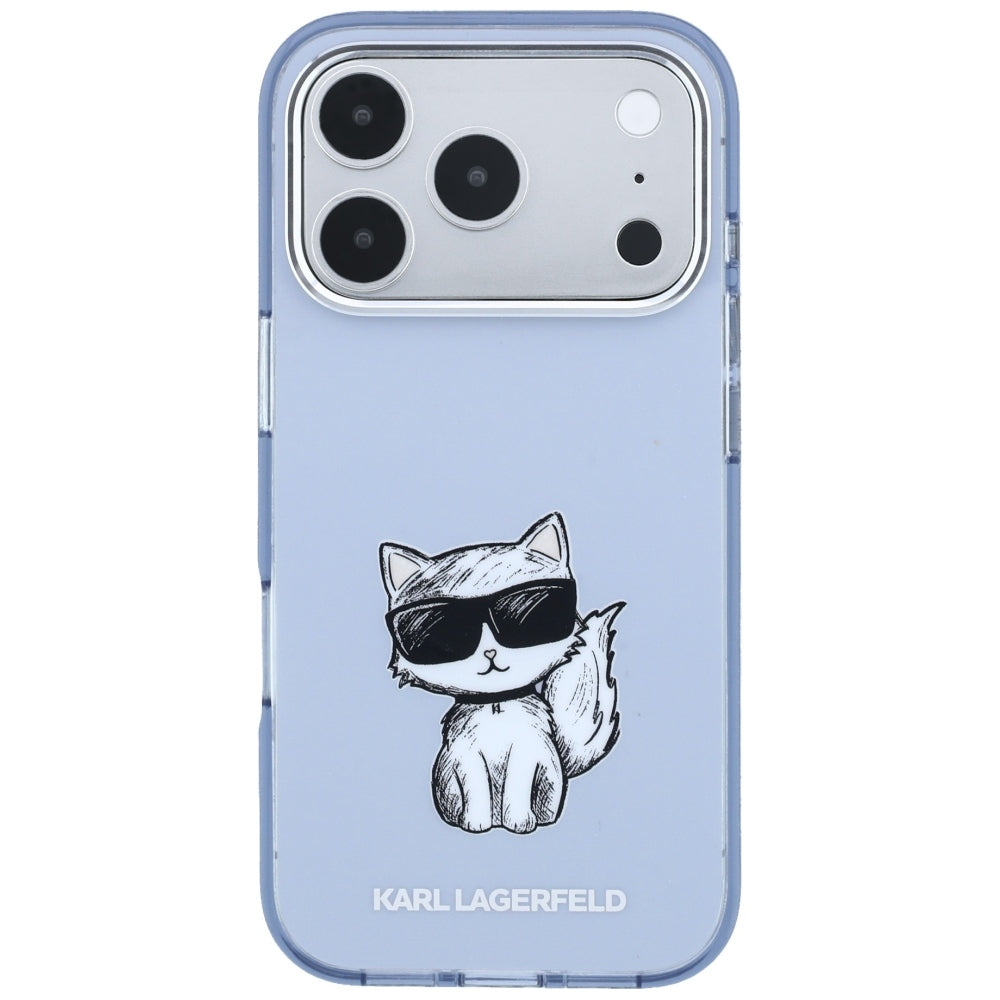 MagSafe Case for Apple iPhone 18 Pro / 17 Pro, Karl Lagerfeld, IML Choupette Body Sketch Print, Blue