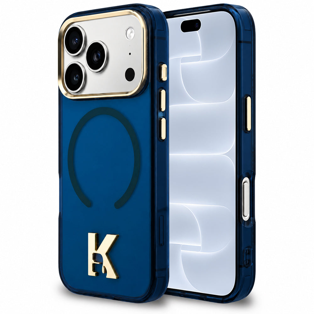 Coque MagSafe pour Apple iPhone 18 Pro / 17 Pro, Karl Lagerfeld, logo IML Karl Head, bleue