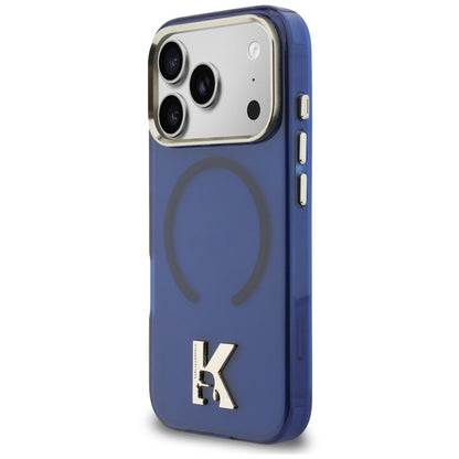 Coque MagSafe pour Apple iPhone 18 Pro / 17 Pro, Karl Lagerfeld, logo IML Karl Head, bleue