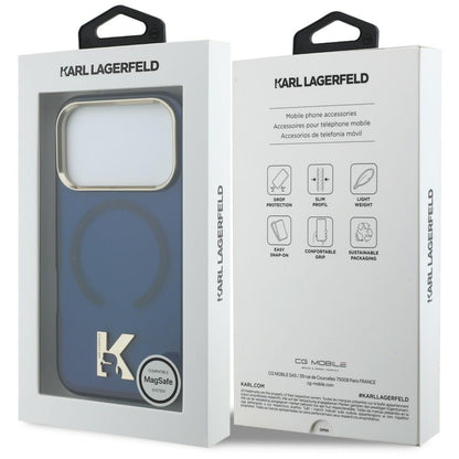 Coque MagSafe pour Apple iPhone 18 Pro / 17 Pro, Karl Lagerfeld, logo IML Karl Head, bleue