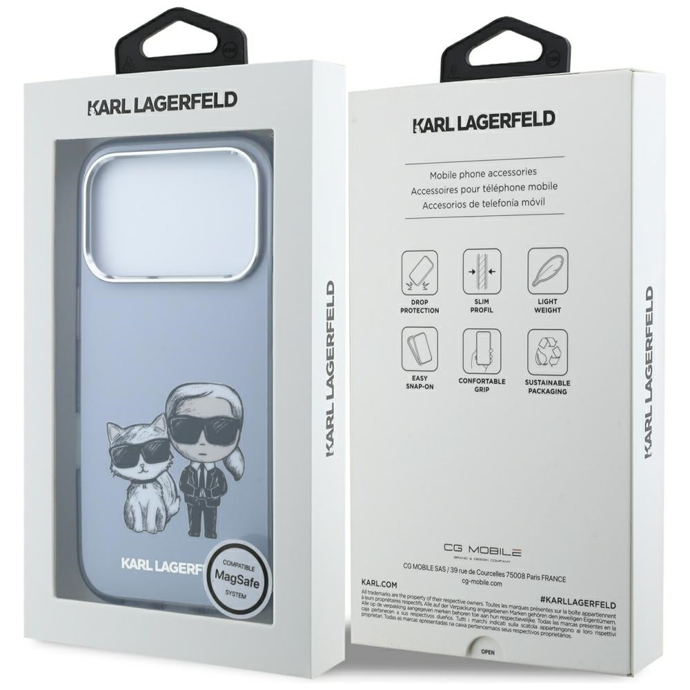 Coque MagSafe pour Apple iPhone 18 Pro / 17 Pro, Karl Lagerfeld, IML KC Bodies Sketch Print, Bleue