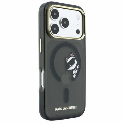 Coque MagSafe pour Apple iPhone 18 Pro / 17 Pro, Karl Lagerfeld, IML Peekaboo Print et Cadre Métallique, Noire