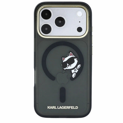 Coque MagSafe pour Apple iPhone 18 Pro / 17 Pro, Karl Lagerfeld, IML Peekaboo Print et Cadre Métallique, Noire