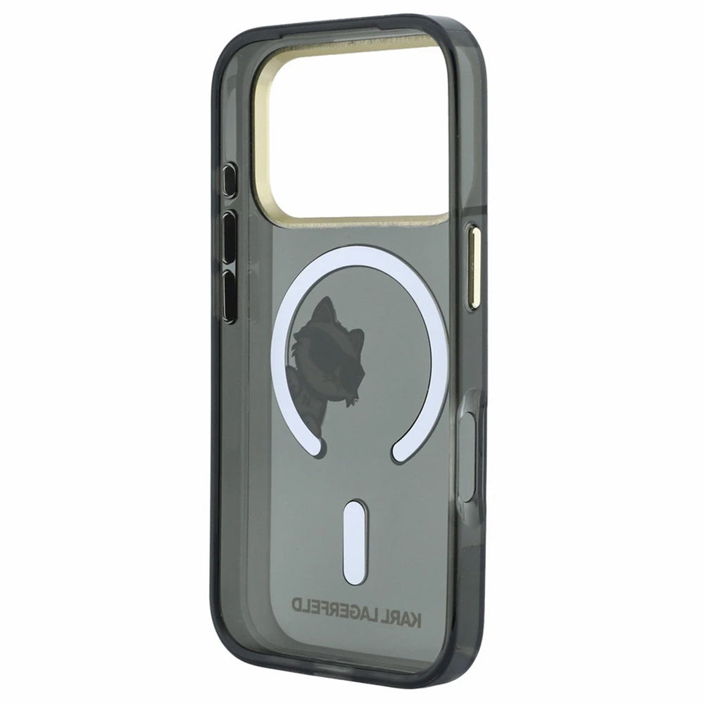 Coque MagSafe pour Apple iPhone 18 Pro / 17 Pro, Karl Lagerfeld, IML Peekaboo Print et Cadre Métallique, Noire