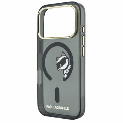 Coque MagSafe pour Apple iPhone 18 Pro / 17 Pro, Karl Lagerfeld, IML Peekaboo Print et Cadre Métallique, Noire