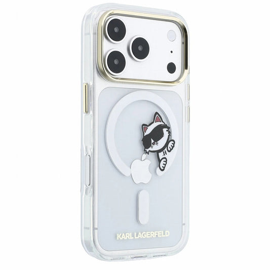 MagSafe Case for Apple iPhone 18 Pro / 17 Pro, Karl Lagerfeld, IML Peekaboo Print and Metal Frame, Transparent
