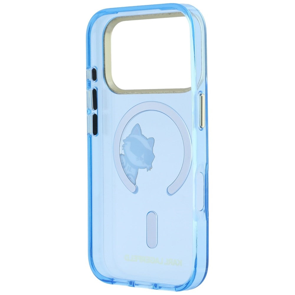 Coque MagSafe pour Apple iPhone 18 Pro / 17 Pro, Karl Lagerfeld, IML Peekaboo Print Cadre Métallique, Bleu