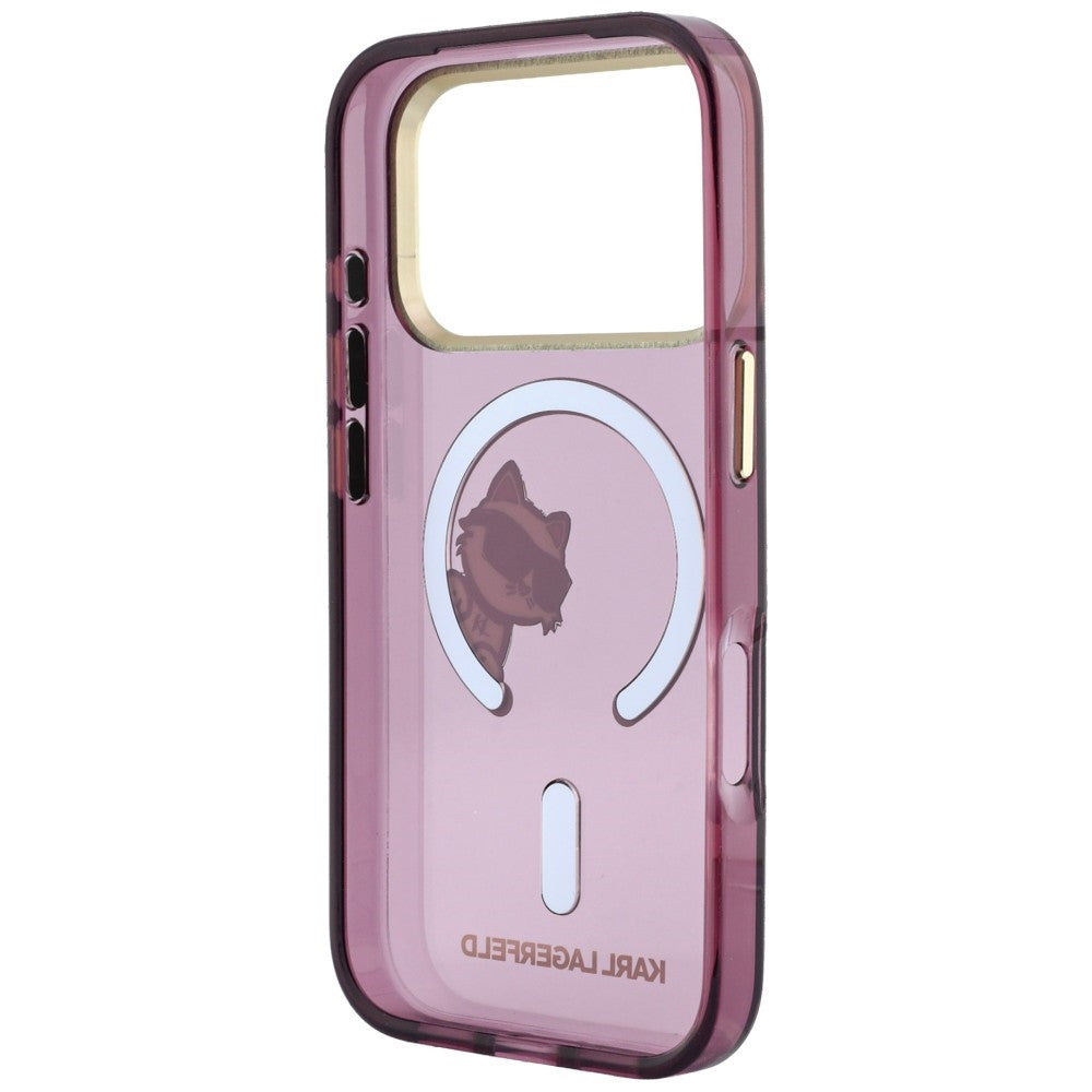 Coque MagSafe pour Apple iPhone 18 Pro / 17 Pro, Karl Lagerfeld, IML Peekaboo Print and Metal Frame, bordeaux