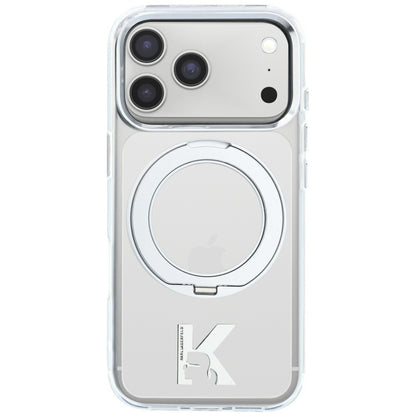 Coque MagSafe pour Apple iPhone 18 Pro / 17 Pro, Karl Lagerfeld, Support Anneau IML Kameo Métal, Transparente