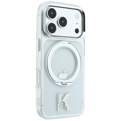 Coque MagSafe pour Apple iPhone 18 Pro / 17 Pro, Karl Lagerfeld, Support Anneau IML Kameo Métal, Transparente