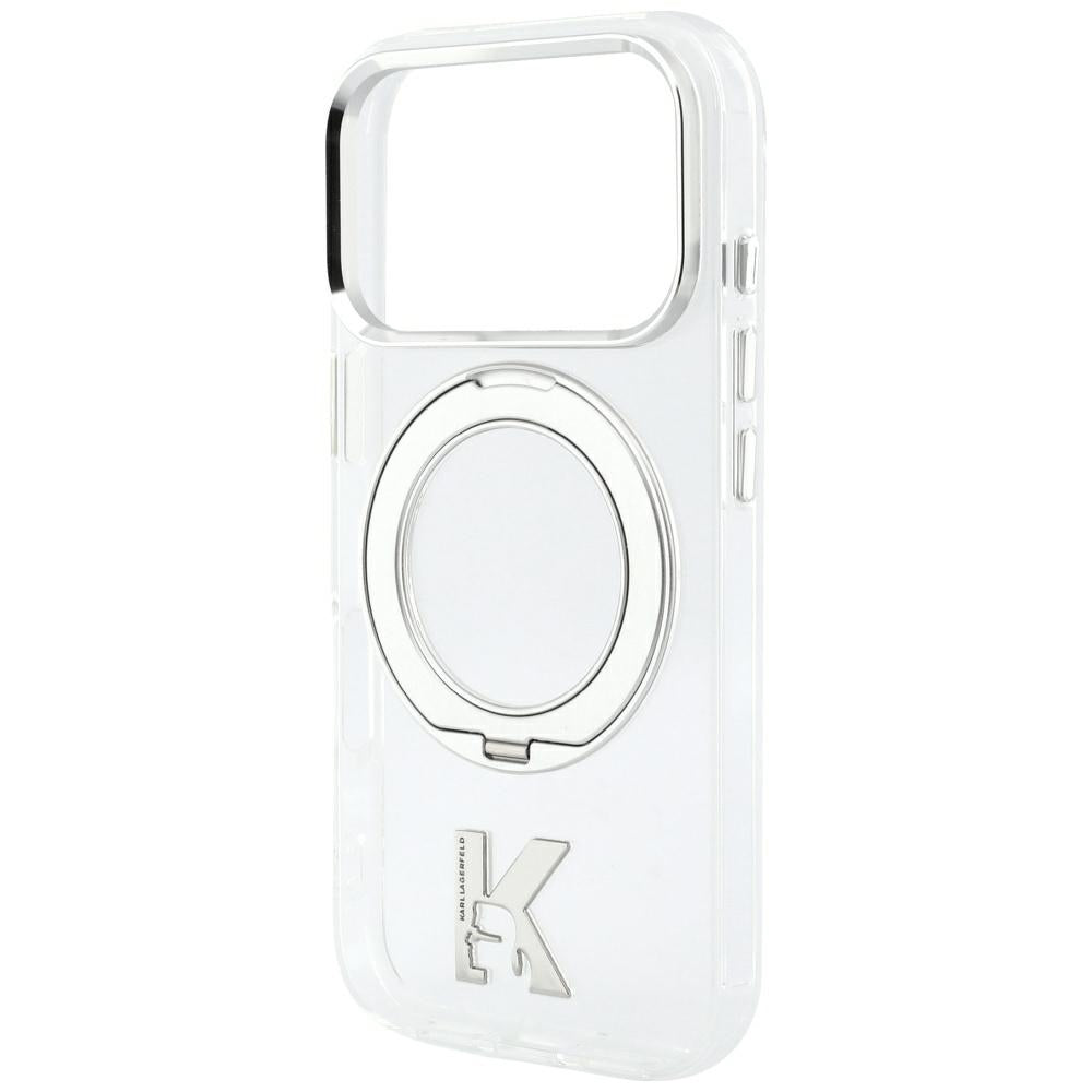 Coque MagSafe pour Apple iPhone 18 Pro / 17 Pro, Karl Lagerfeld, Support Anneau IML Kameo Métal, Transparente