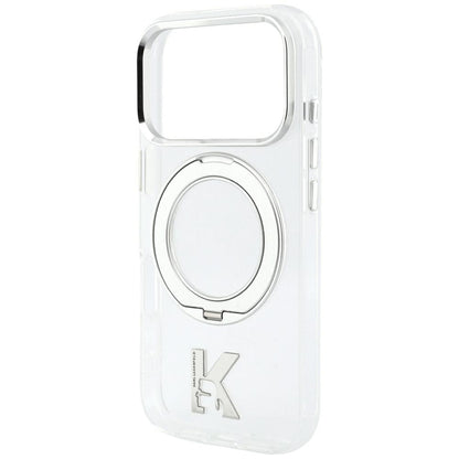 Coque MagSafe pour Apple iPhone 18 Pro / 17 Pro, Karl Lagerfeld, Support Anneau IML Kameo Métal, Transparente