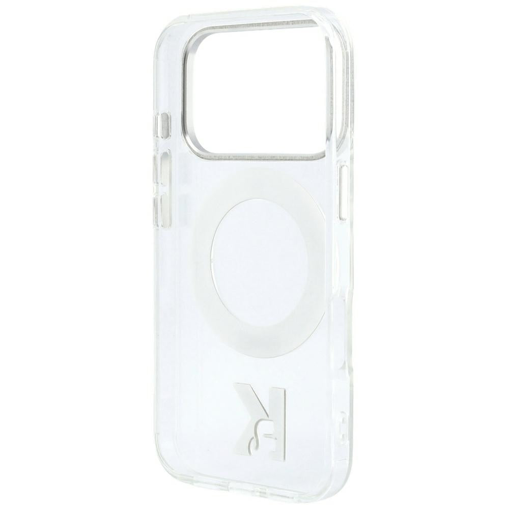 Coque MagSafe pour Apple iPhone 18 Pro / 17 Pro, Karl Lagerfeld, Support Anneau IML Kameo Métal, Transparente